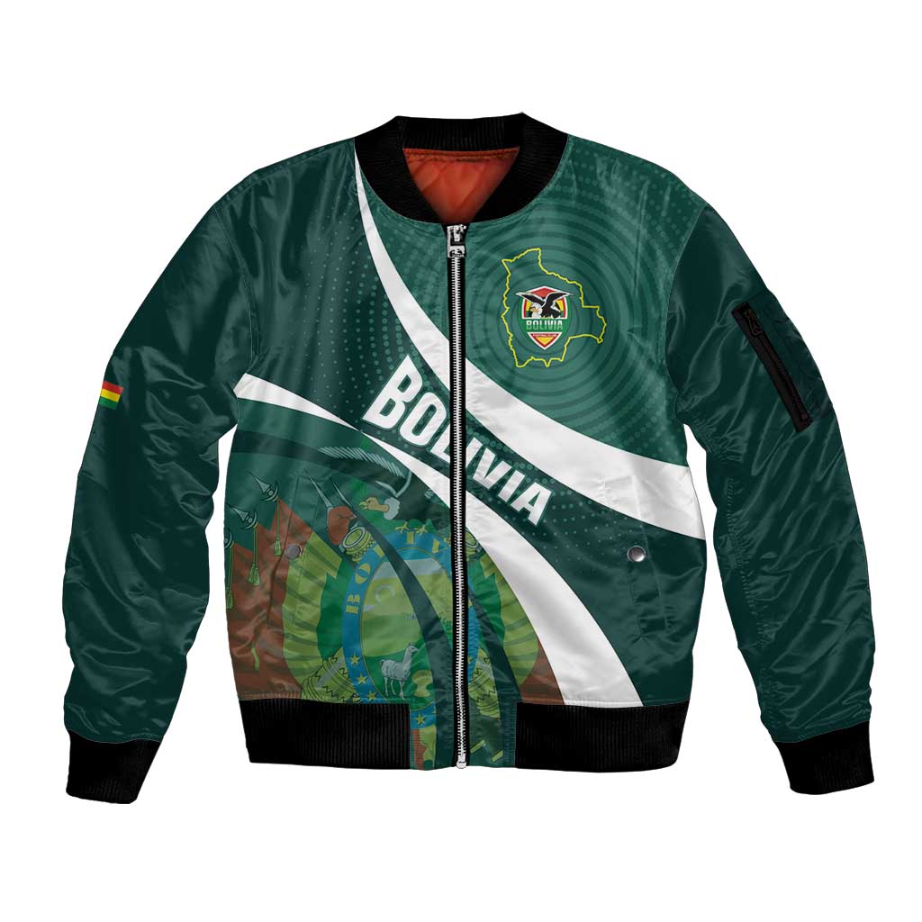Custom Bolivia Football Sleeve Zip Bomber Jacket La Verde Sporty Curves Style - Wonder Print Shop