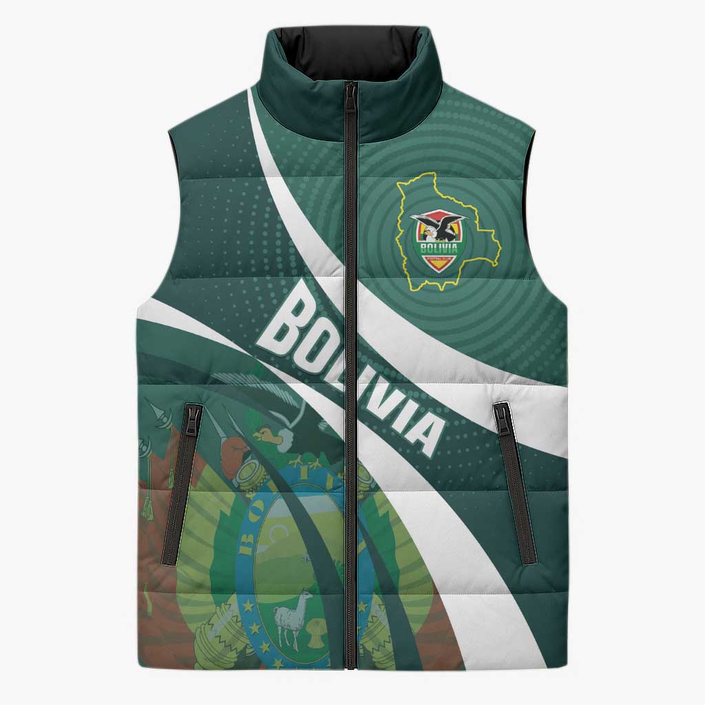 Custom Bolivia Football Sleeveless Puffer Jacket La Verde Sporty Curves Style - Wonder Print Shop