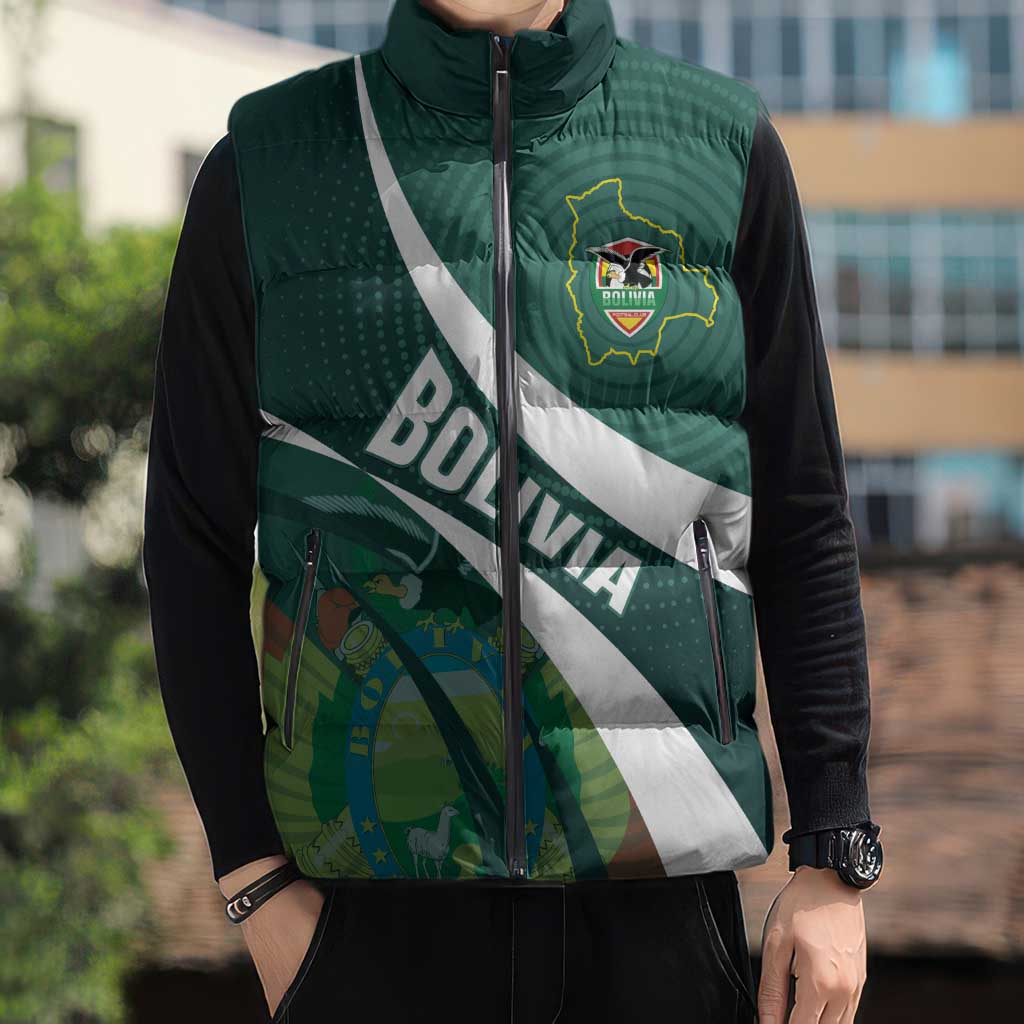 Custom Bolivia Football Sleeveless Puffer Jacket La Verde Sporty Curves Style - Wonder Print Shop
