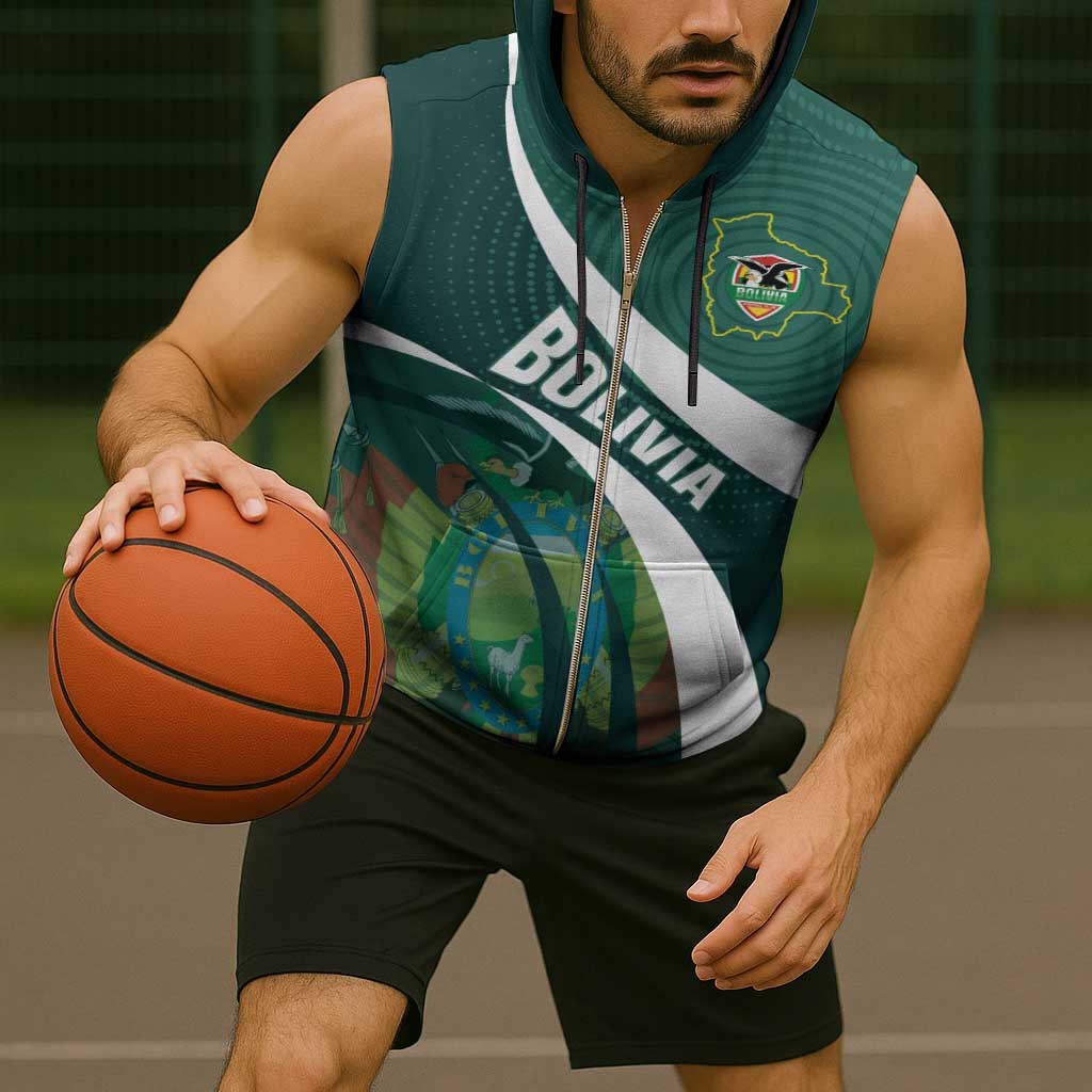 Custom Bolivia Football Sleeveless Zip Hoodie La Verde Sporty Curves Style - Wonder Print Shop