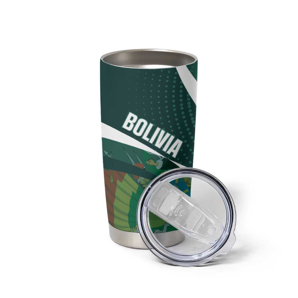 Custom Bolivia Football Tumbler Cup La Verde Sporty Curves Style - Wonder Print Shop