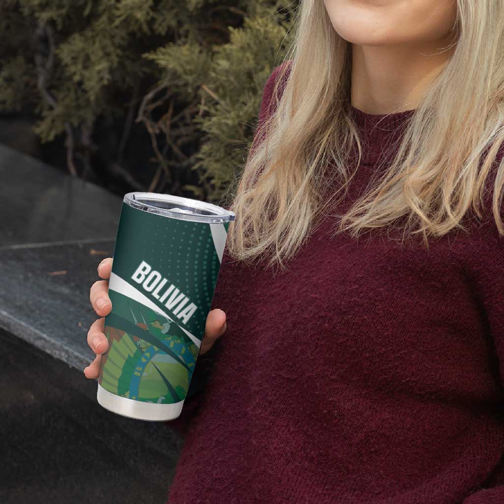 Custom Bolivia Football Tumbler Cup La Verde Sporty Curves Style - Wonder Print Shop