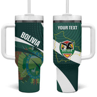 Custom Bolivia Football Tumbler With Handle La Verde Sporty Curves Style - Wonder Print Shop