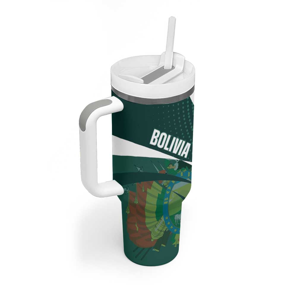 Custom Bolivia Football Tumbler With Handle La Verde Sporty Curves Style - Wonder Print Shop