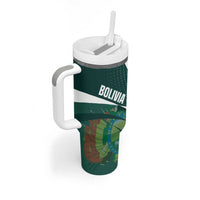 Custom Bolivia Football Tumbler With Handle La Verde Sporty Curves Style - Wonder Print Shop