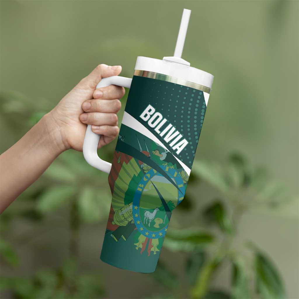 Custom Bolivia Football Tumbler With Handle La Verde Sporty Curves Style - Wonder Print Shop