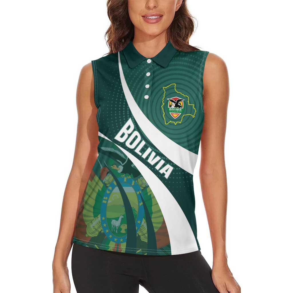 Custom Bolivia Football Women Sleeveless Polo Shirt La Verde Sporty Curves Style - Wonder Print Shop