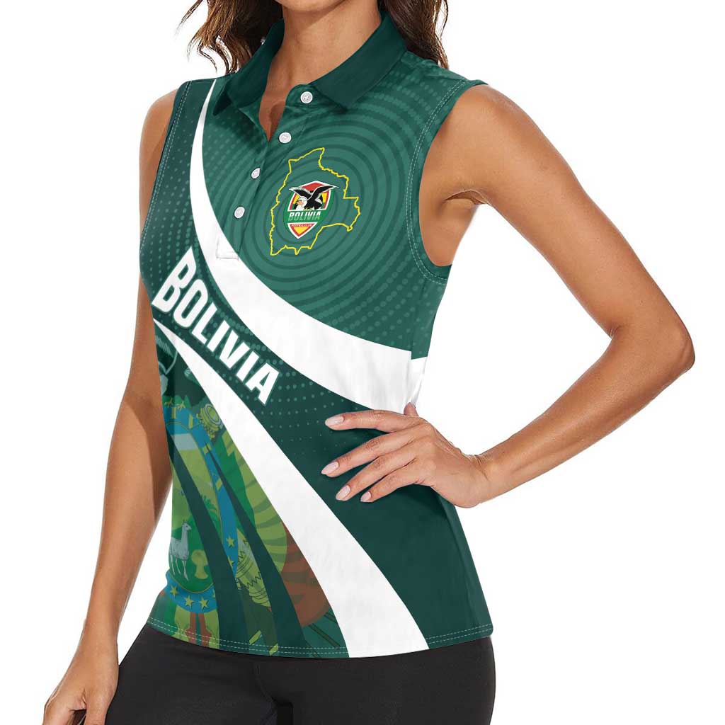 Custom Bolivia Football Women Sleeveless Polo Shirt La Verde Sporty Curves Style - Wonder Print Shop