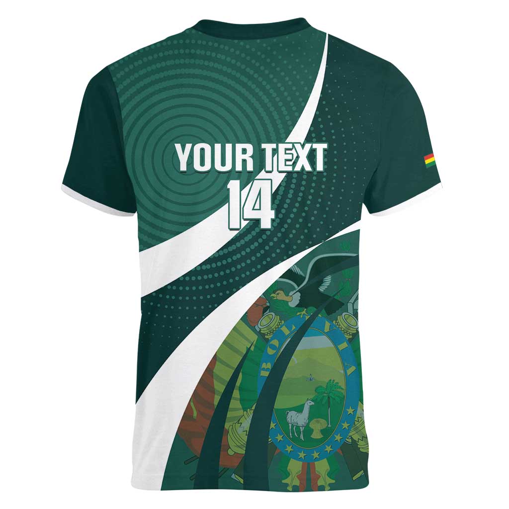 Custom Bolivia Football Women V-Neck T-Shirt La Verde Sporty Curves Style - Wonder Print Shop