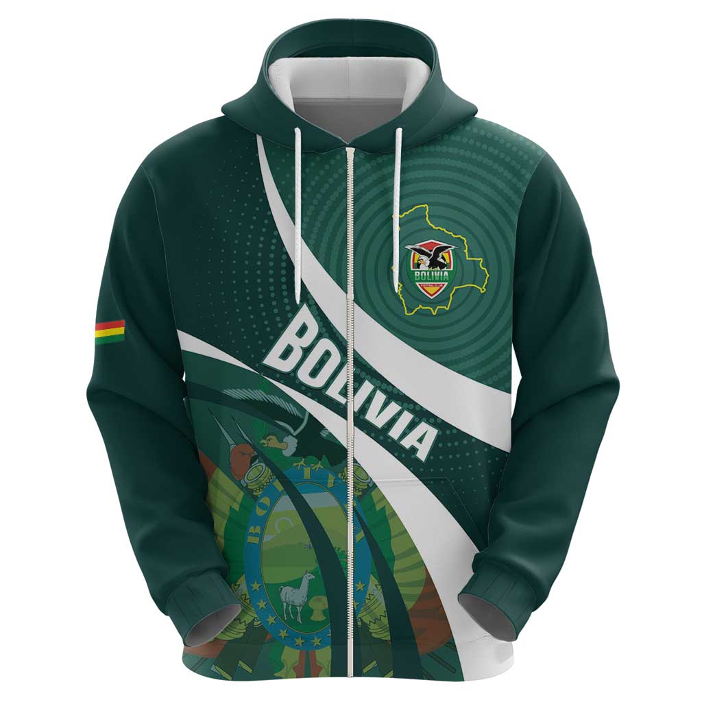 Custom Bolivia Football Zip Hoodie La Verde Sporty Curves Style - Wonder Print Shop