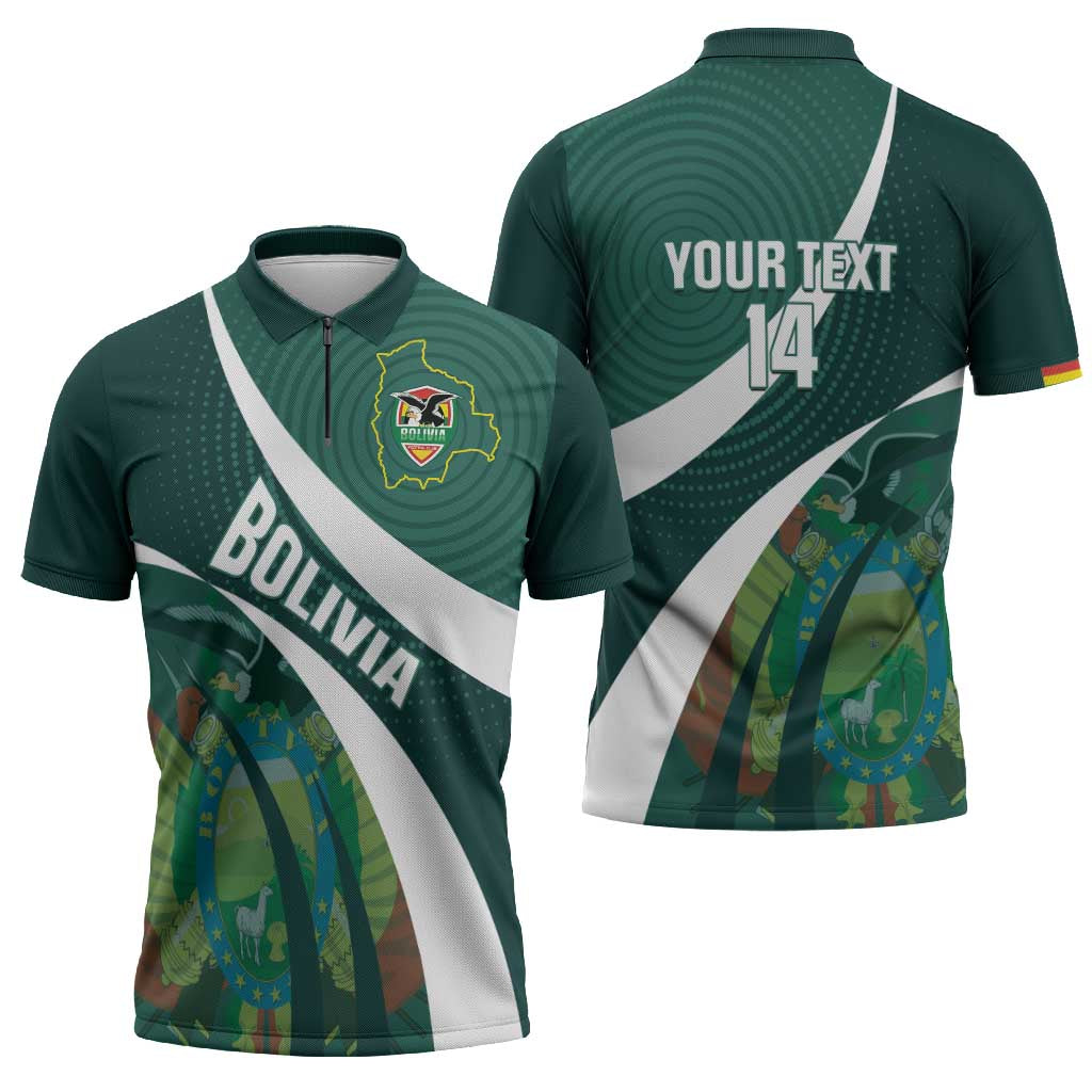 Custom Bolivia Football Zipper Polo Shirt La Verde Sporty Curves Style - Wonder Print Shop