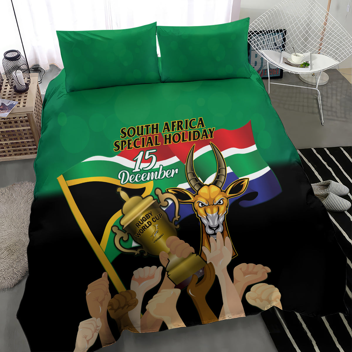 South Africa Special Holiday Bedding Set Springboks Champions Celebration Rugby Is My Soul - Wonder Print Shop