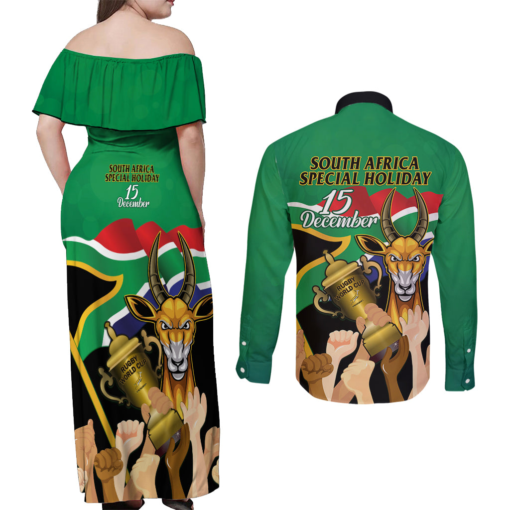 South Africa Special Holiday Couples Matching Off Shoulder Maxi Dress and Long Sleeve Button Shirt Springboks Champions Celebration Rugby Is My Soul - Wonder Print Shop