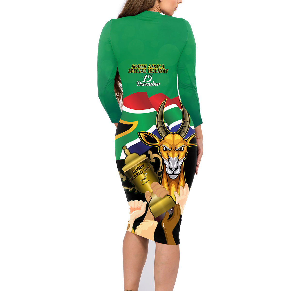 South Africa Special Holiday Family Matching Long Sleeve Bodycon Dress and Hawaiian Shirt Springboks Champions Celebration Rugby Is My Soul - Wonder Print Shop
