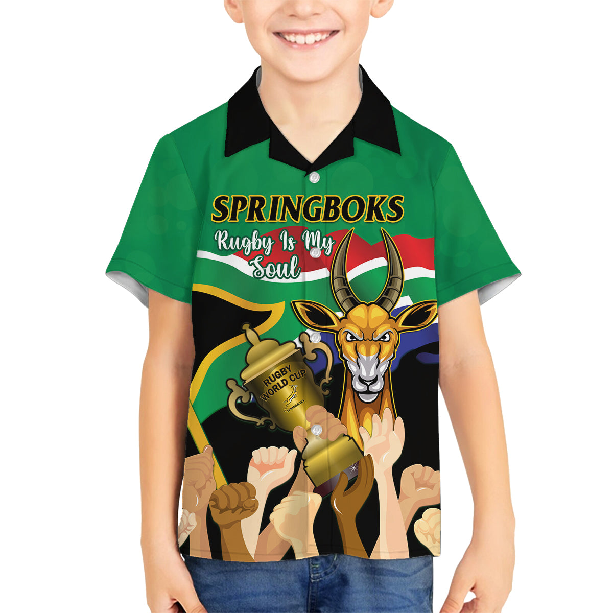 South Africa Special Holiday Family Matching Off Shoulder Short Dress and Hawaiian Shirt Springboks Champions Celebration Rugby Is My Soul - Wonder Print Shop