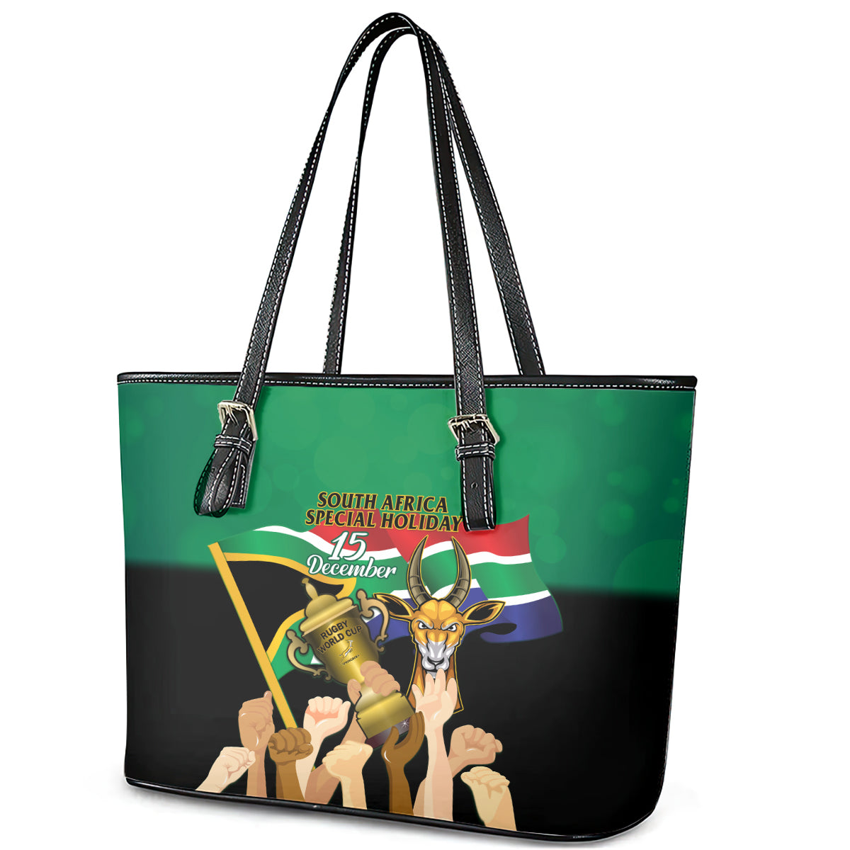 South Africa Special Holiday Leather Tote Bag Springboks Champions Celebration Rugby Is My Soul - Wonder Print Shop