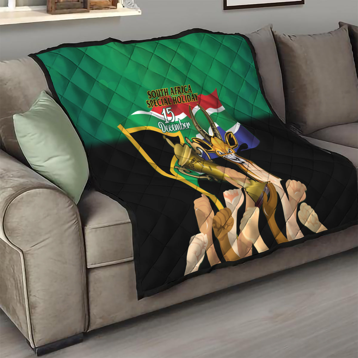 South Africa Special Holiday Quilt Springboks Champions Celebration Rugby Is My Soul - Wonder Print Shop