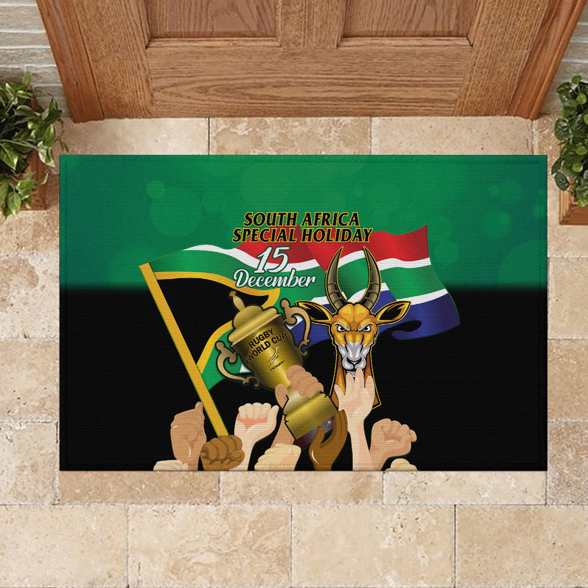 South Africa Special Holiday Rubber Doormat Springboks Champions Celebration Rugby Is My Soul - Wonder Print Shop