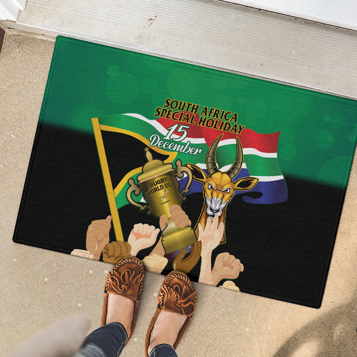 South Africa Special Holiday Rubber Doormat Springboks Champions Celebration Rugby Is My Soul - Wonder Print Shop