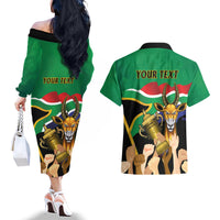 Personalised South Africa Special Holiday Couples Matching Off The Shoulder Long Sleeve Dress and Hawaiian Shirt Springboks Champions Celebration Rugby Is My Soul - Wonder Print Shop