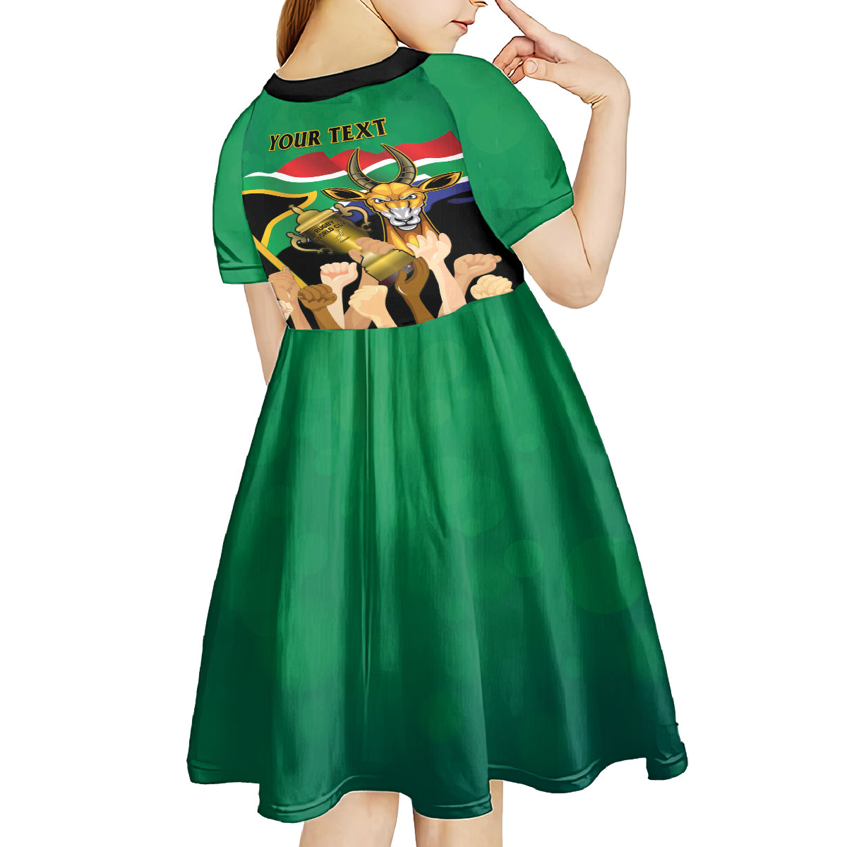 Personalised South Africa Special Holiday Kid Short Sleeve Dress Springboks Champions Celebration Rugby Is My Soul - Wonder Print Shop