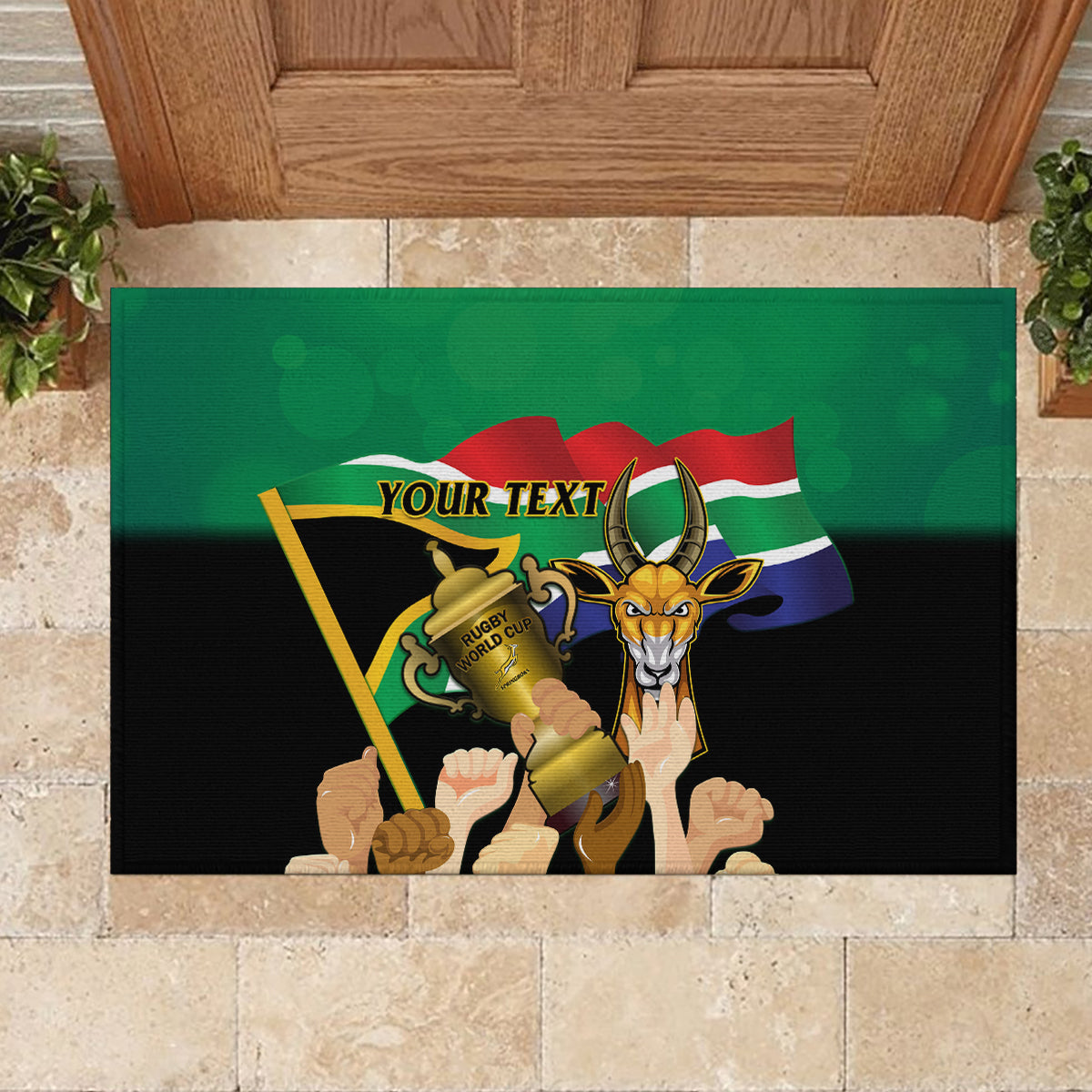 Personalised South Africa Special Holiday Rubber Doormat Springboks Champions Celebration Rugby Is My Soul - Wonder Print Shop