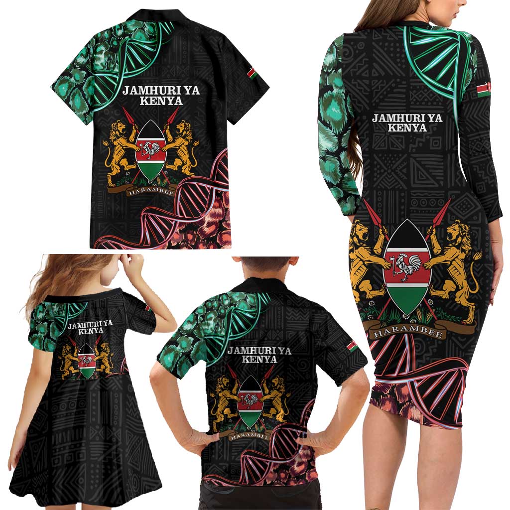 Kenya Is In My DNA Family Matching Long Sleeve Bodycon Dress and Hawaiian Shirt Kenyan Map Happy Jamhuri Day - Wonder Print Shop