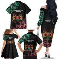 Kenya Is In My DNA Family Matching Off The Shoulder Long Sleeve Dress and Hawaiian Shirt Kenyan Map Happy Jamhuri Day - Wonder Print Shop