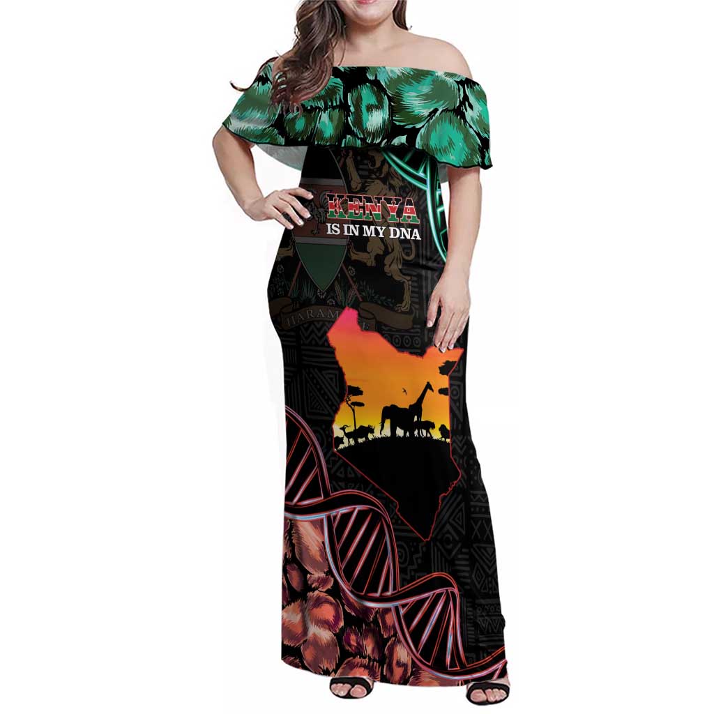 Kenya Is In My DNA Family Matching Off Shoulder Maxi Dress and Hawaiian Shirt Kenyan Map Happy Jamhuri Day - Wonder Print Shop