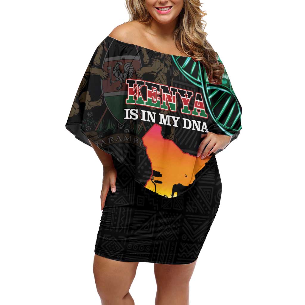 Kenya Is In My DNA Off Shoulder Short Dress Kenyan Map Happy Jamhuri Day - Wonder Print Shop