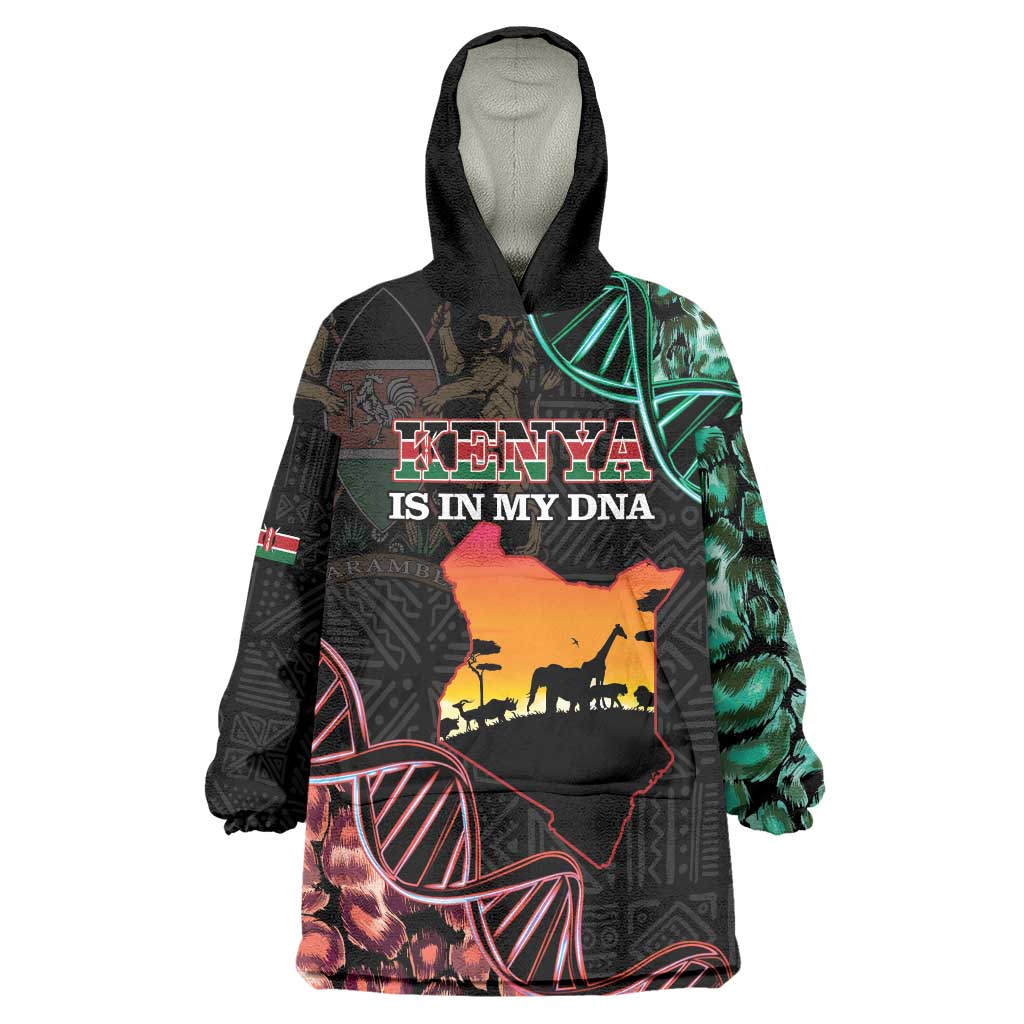 Kenya Is In My DNA Wearable Blanket Hoodie Kenyan Map Happy Jamhuri Day - Wonder Print Shop