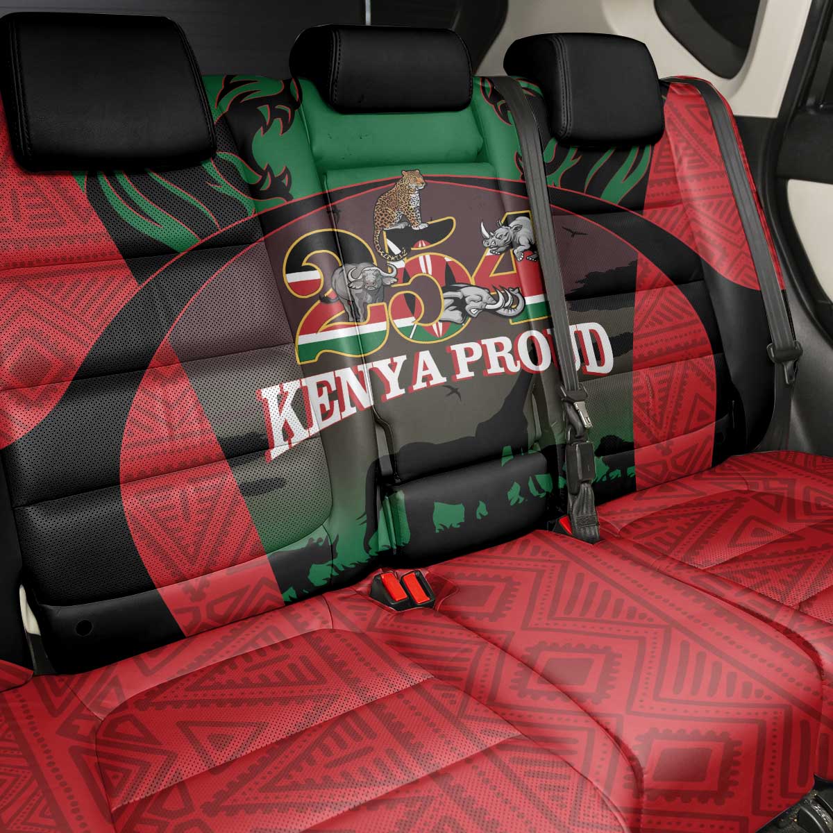 Proud Kenya 254 Back Car Seat Cover Kenyan Safari Animals - Wonder Print Shop