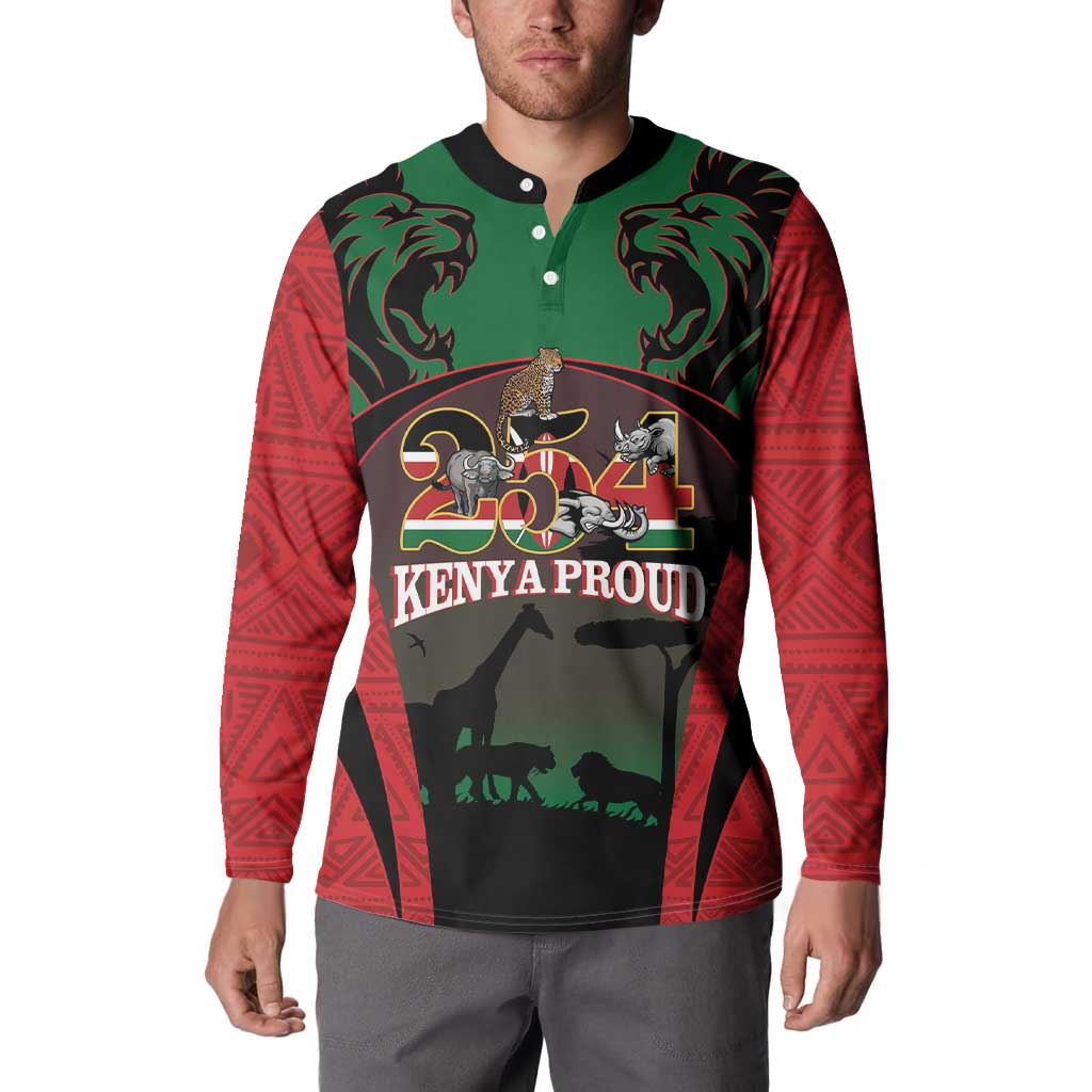 Proud Kenya 254 Button Sweatshirt Kenyan Safari Animals - Wonder Print Shop