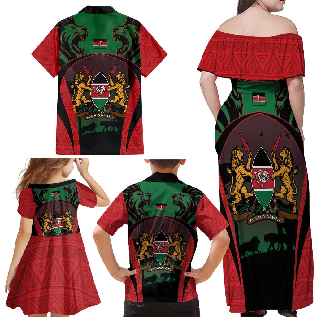 Proud Kenya 254 Family Matching Off Shoulder Maxi Dress and Hawaiian Shirt Kenyan Safari Animals - Wonder Print Shop