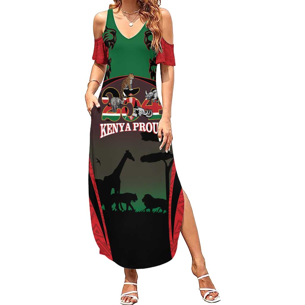 Proud Kenya 254 Family Matching Summer Maxi Dress and Hawaiian Shirt Kenyan Safari Animals - Wonder Print Shop