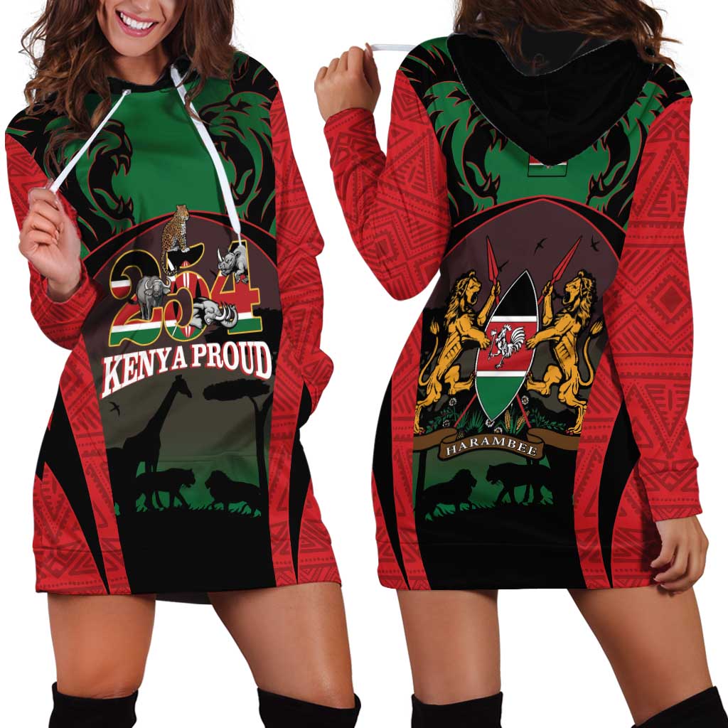 Proud Kenya 254 Hoodie Dress Kenyan Safari Animals - Wonder Print Shop