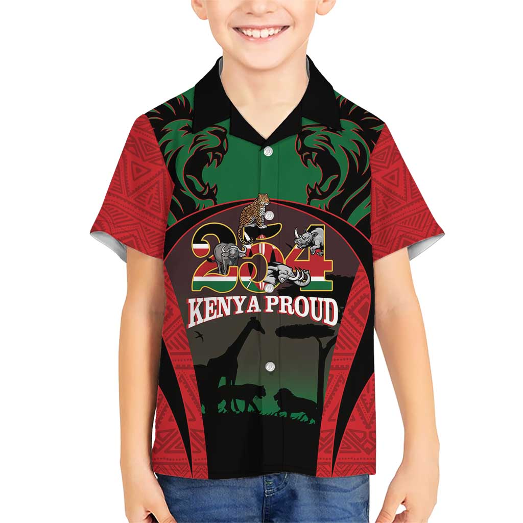 Proud Kenya 254 Kid Hawaiian Shirt Kenyan Safari Animals - Wonder Print Shop