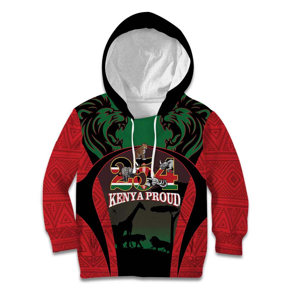 Proud Kenya 254 Kid Hoodie Kenyan Safari Animals - Wonder Print Shop