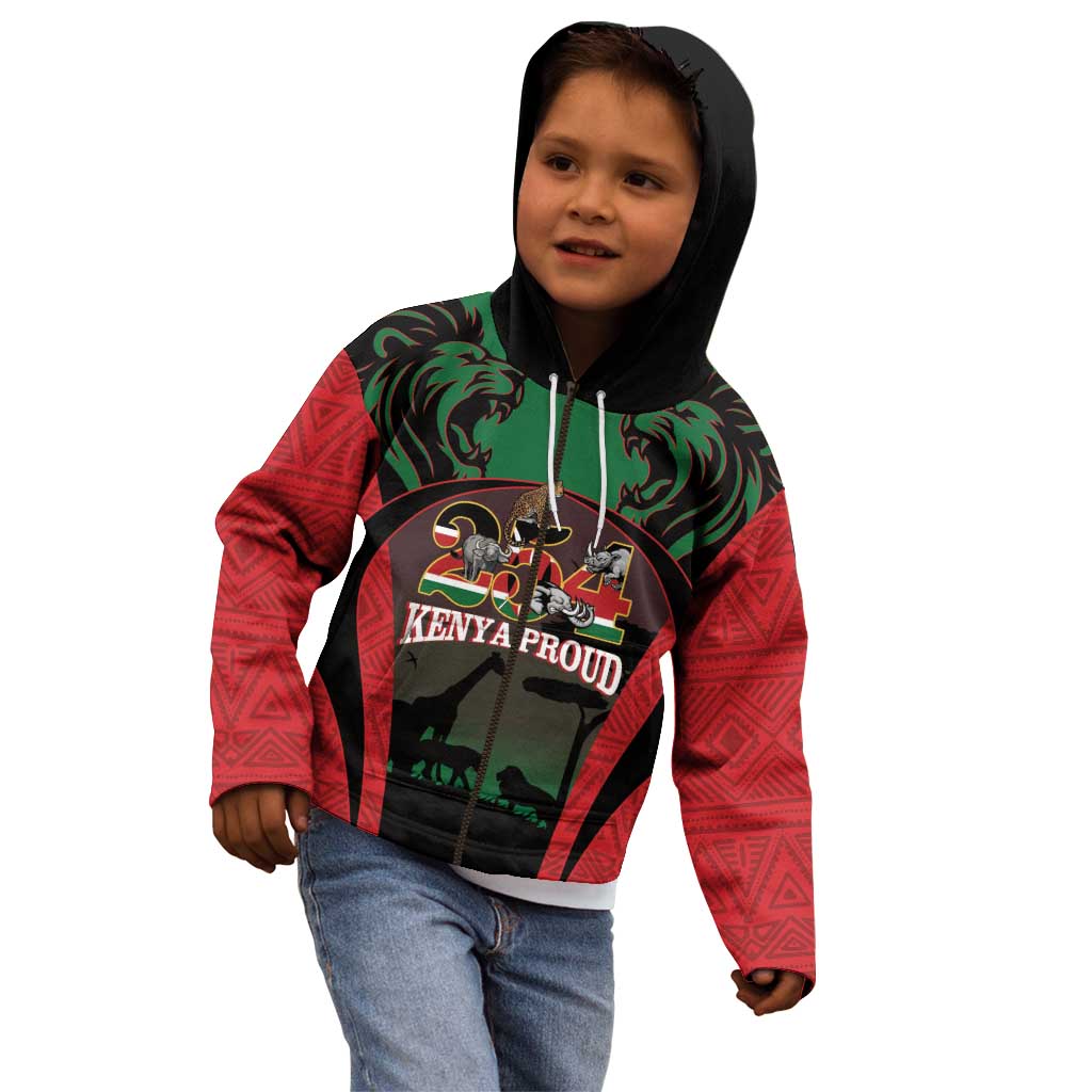 Proud Kenya 254 Kid Hoodie Kenyan Safari Animals - Wonder Print Shop
