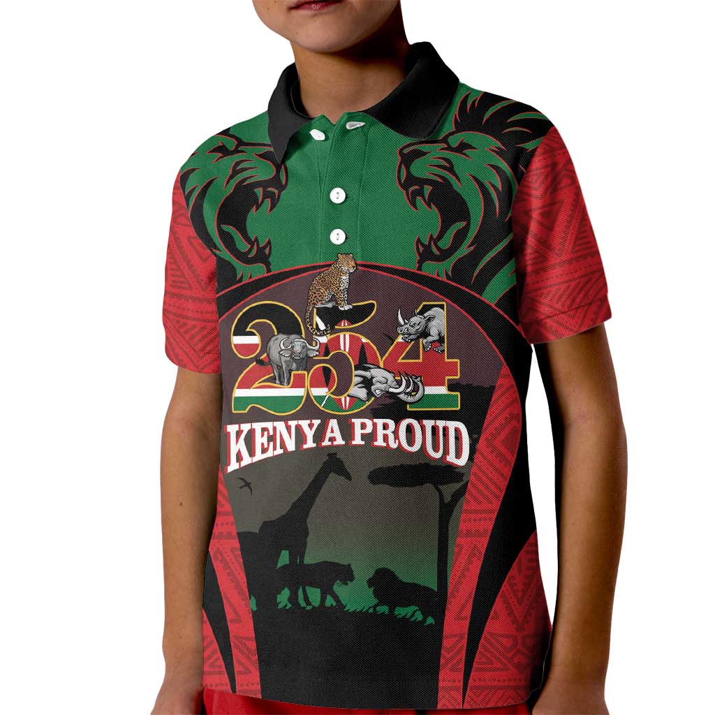 Proud Kenya 254 Kid Polo Shirt Kenyan Safari Animals - Wonder Print Shop