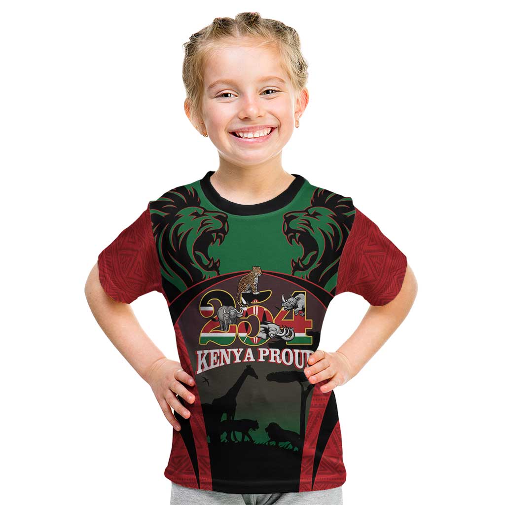 Proud Kenya 254 Kid T Shirt Kenyan Safari Animals - Wonder Print Shop