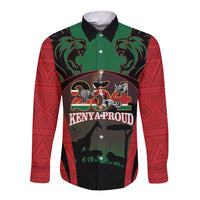 Proud Kenya 254 Long Sleeve Button Shirt Kenyan Safari Animals - Wonder Print Shop
