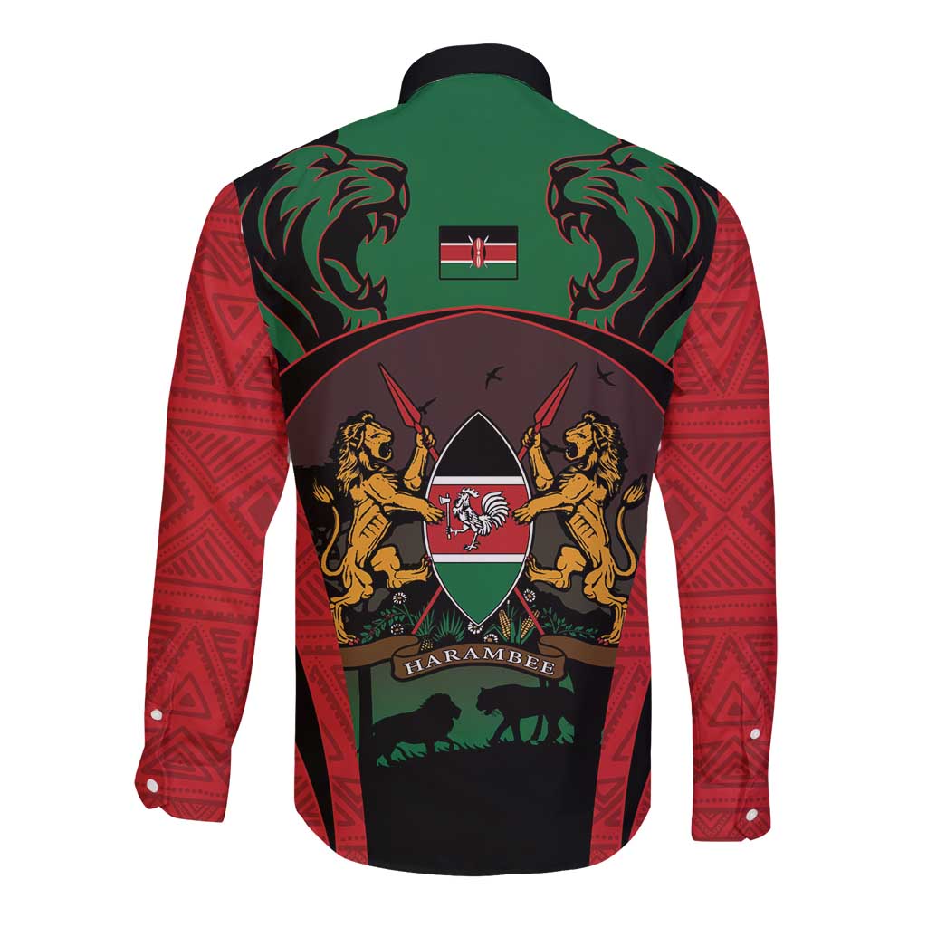 Proud Kenya 254 Long Sleeve Button Shirt Kenyan Safari Animals - Wonder Print Shop