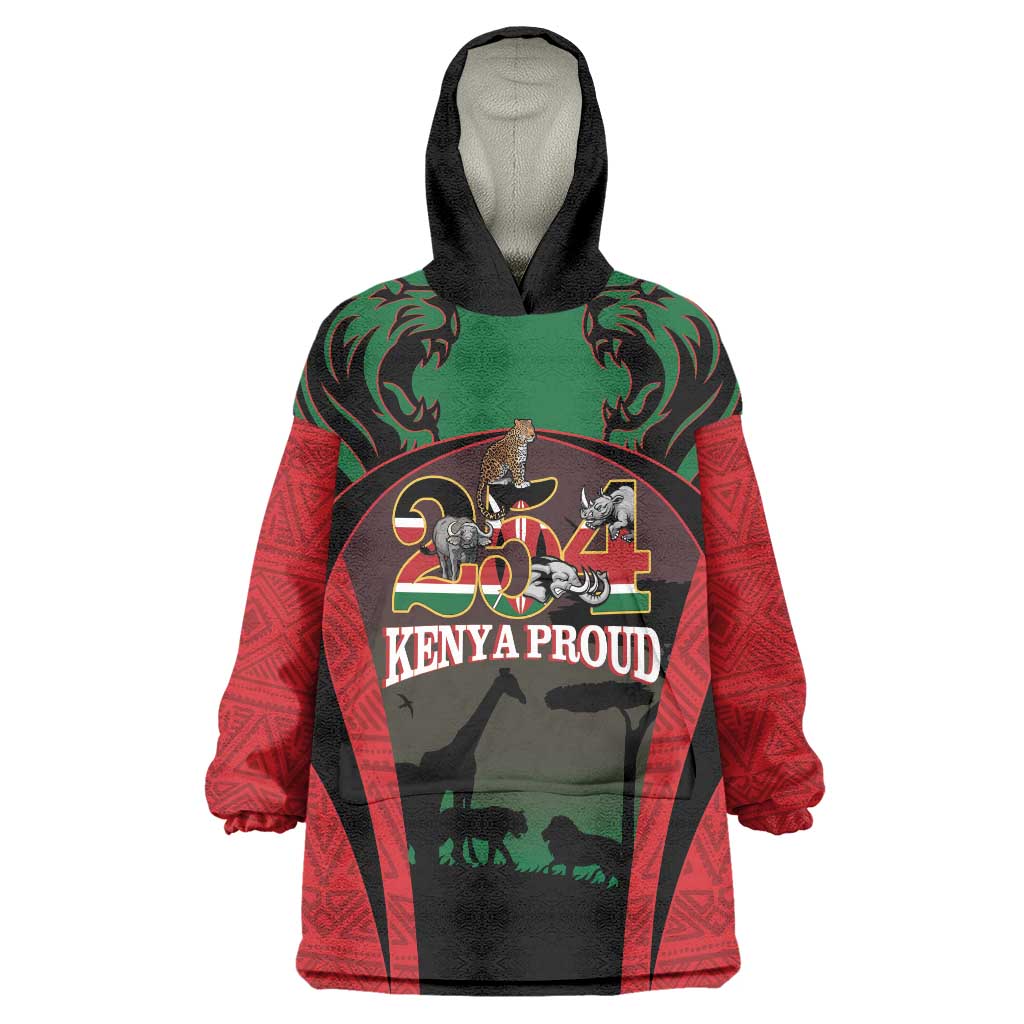Proud Kenya 254 Wearable Blanket Hoodie Kenyan Safari Animals - Wonder Print Shop
