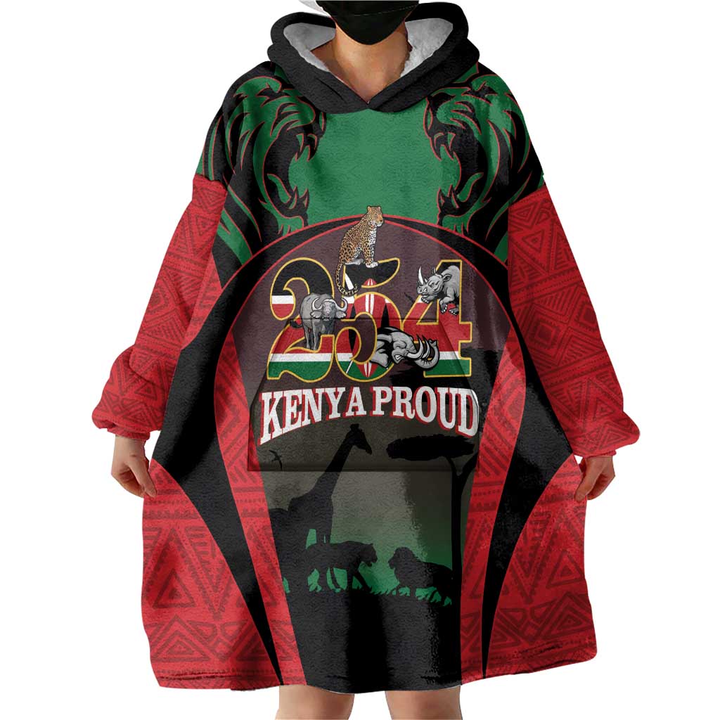 Proud Kenya 254 Wearable Blanket Hoodie Kenyan Safari Animals - Wonder Print Shop