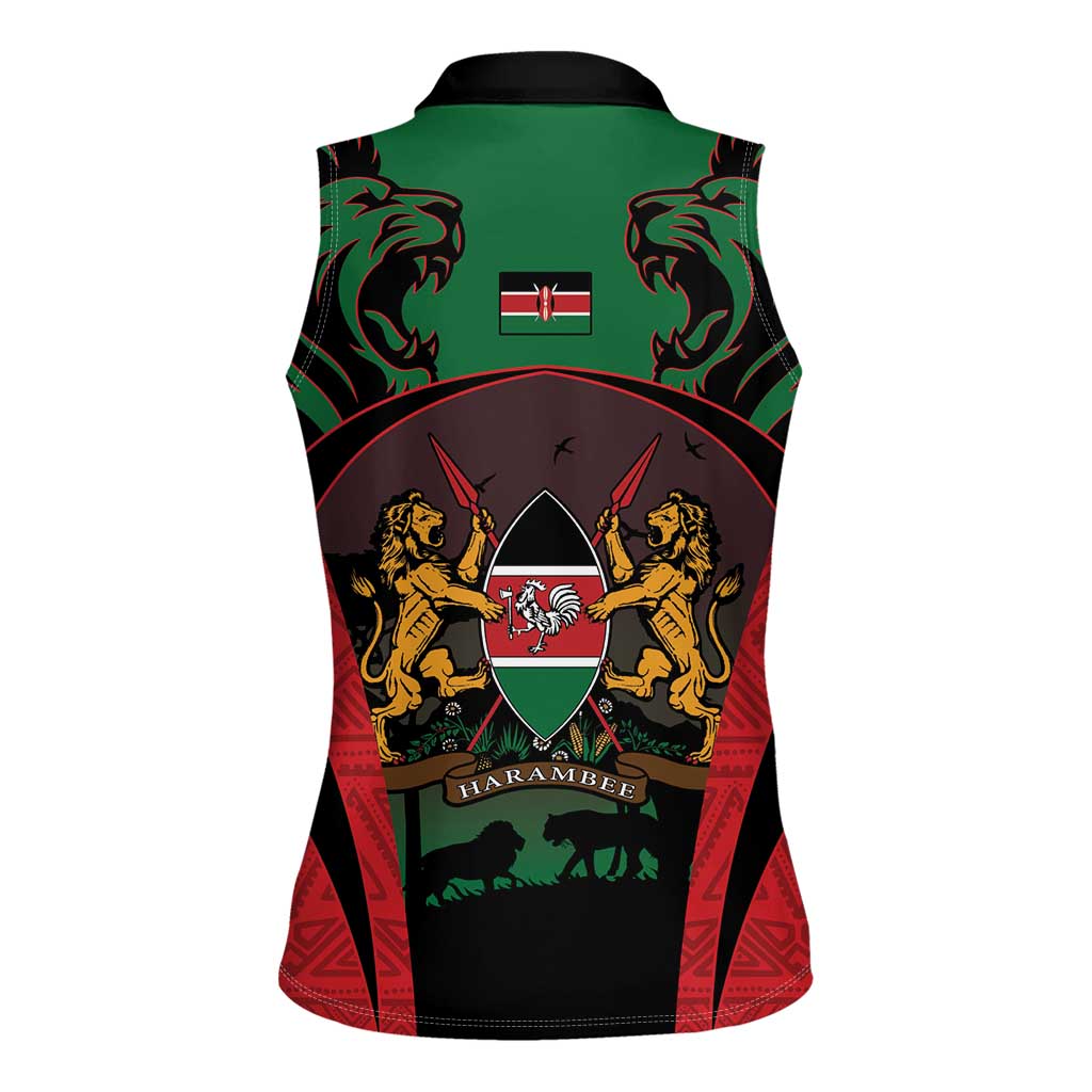 Proud Kenya 254 Women Sleeveless Polo Shirt Kenyan Safari Animals - Wonder Print Shop