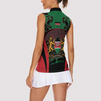 Proud Kenya 254 Women Sleeveless Polo Shirt Kenyan Safari Animals - Wonder Print Shop
