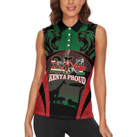 Proud Kenya 254 Women Sleeveless Polo Shirt Kenyan Safari Animals - Wonder Print Shop