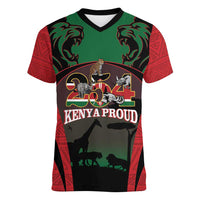 Proud Kenya 254 Women V-Neck T-Shirt Kenyan Safari Animals - Wonder Print Shop