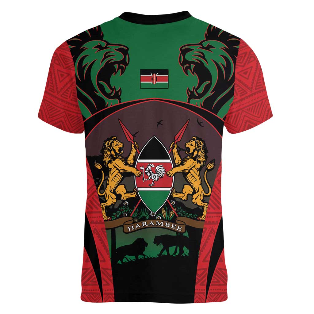 Proud Kenya 254 Women V-Neck T-Shirt Kenyan Safari Animals - Wonder Print Shop